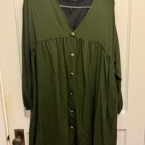 Zara Green Buttoned Pleated Sundress